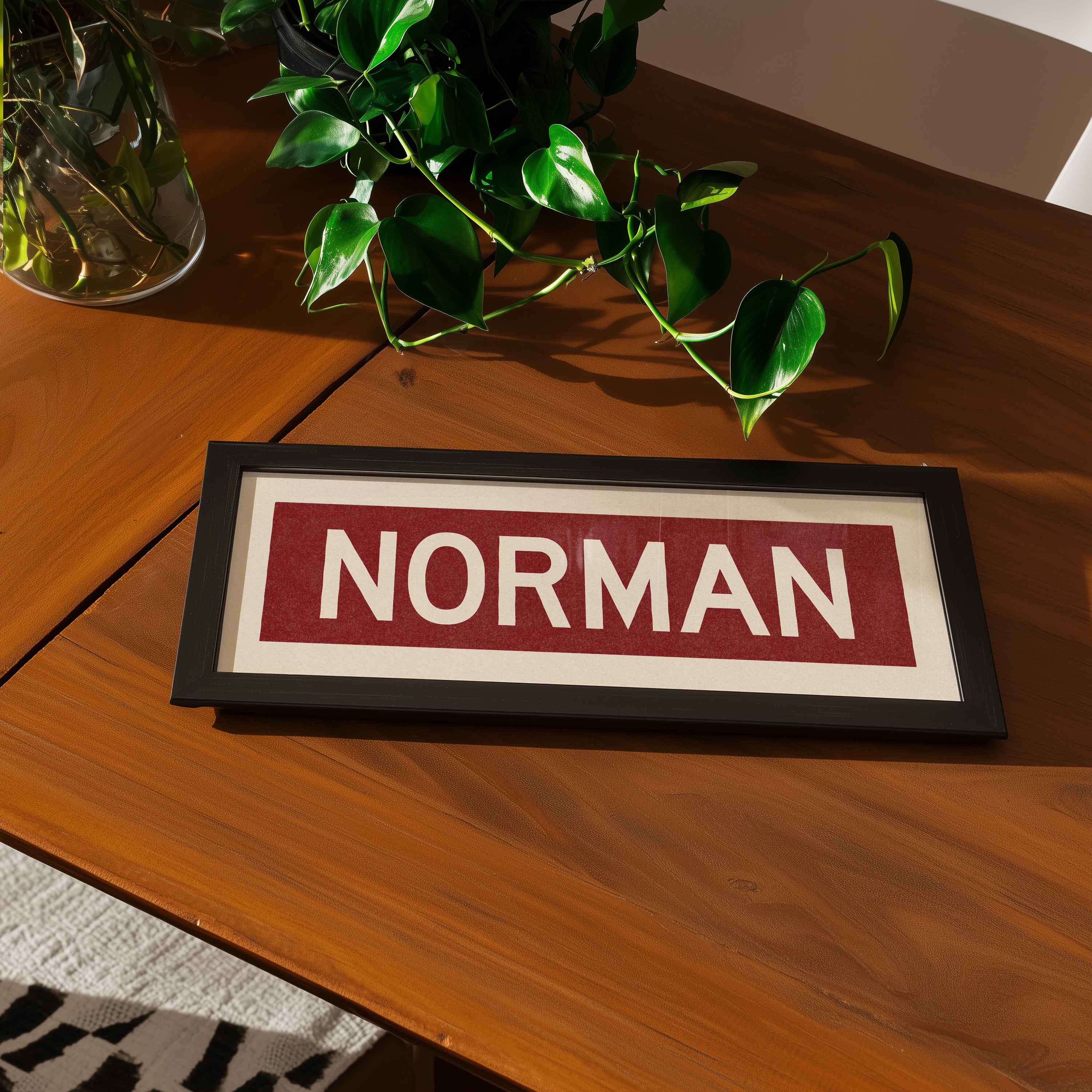 Framed Norman Crimson Bus Scroll - Tejas Country Club