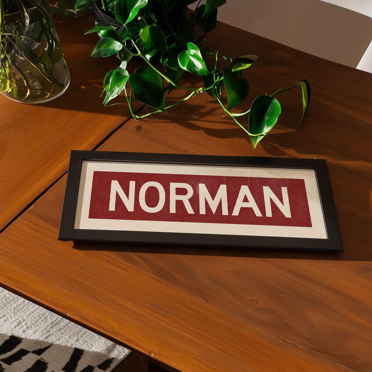 Framed Norman Crimson Bus Scroll