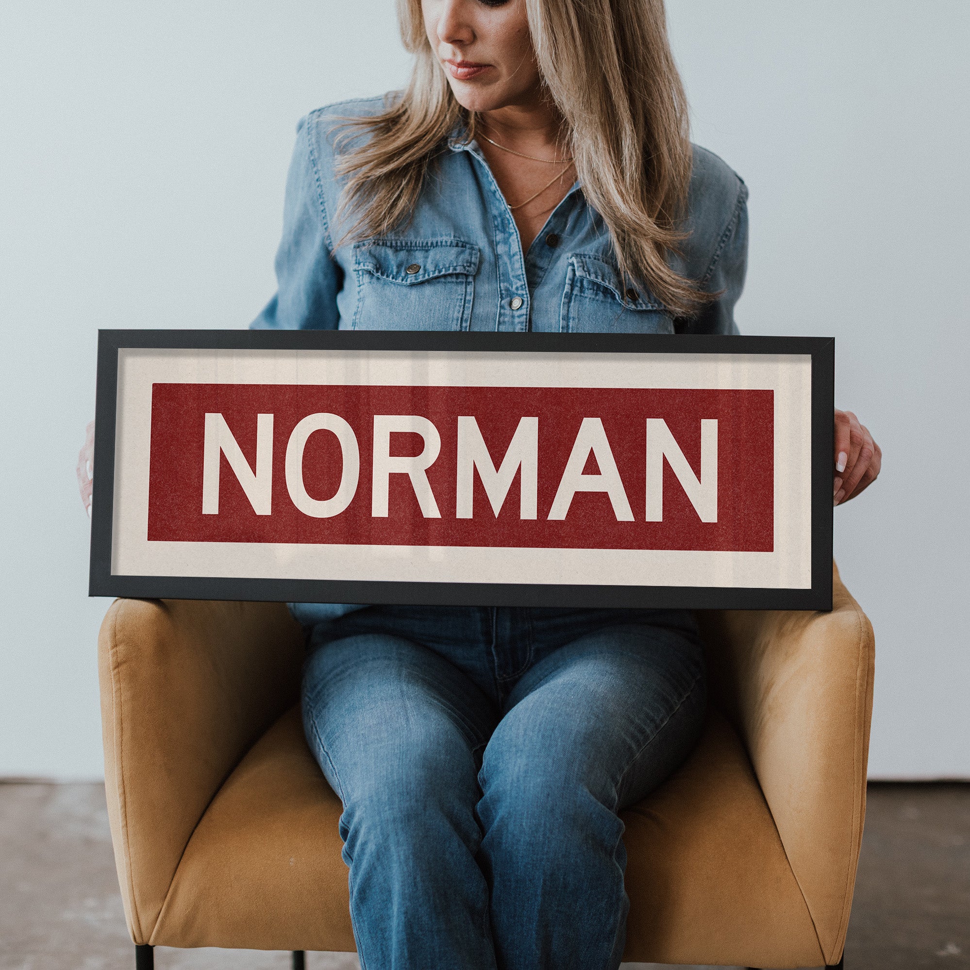 Framed Norman Crimson Bus Scroll - Tejas Country Club