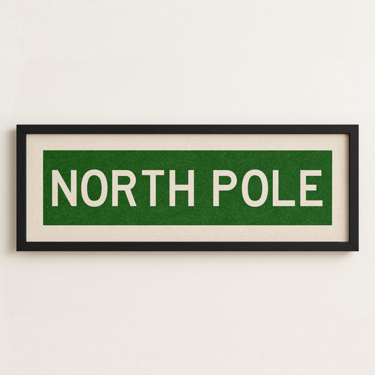 Framed North Pole Green Christmas Art Print
