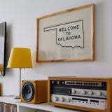Welcome to Oklahoma Vintage Cream Road Sign Art Print