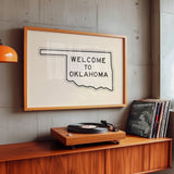 Welcome to Oklahoma Vintage Cream Road Sign Art Print