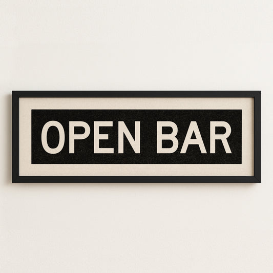 Framed Open Bar Bus Scroll Sign - Tejas Country Club