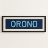 Framed Orono Maine Blue Bus Scroll - Tejas Country Club