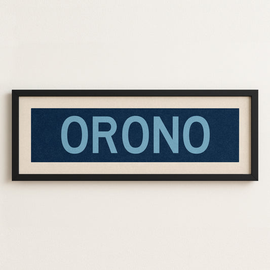 Framed Orono Maine Blue Bus Scroll - Tejas Country Club