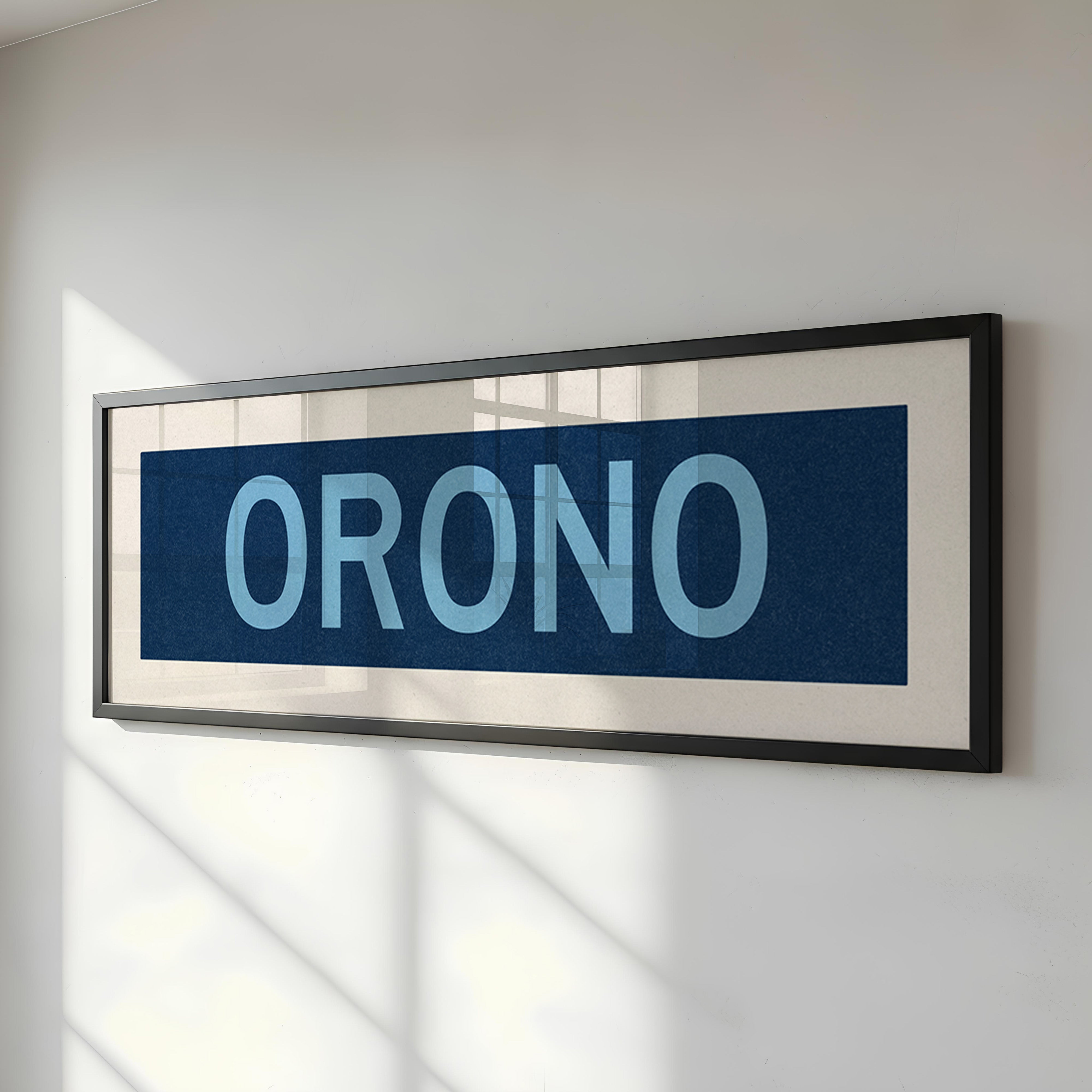 Framed Orono Maine Blue Bus Scroll - Tejas Country Club