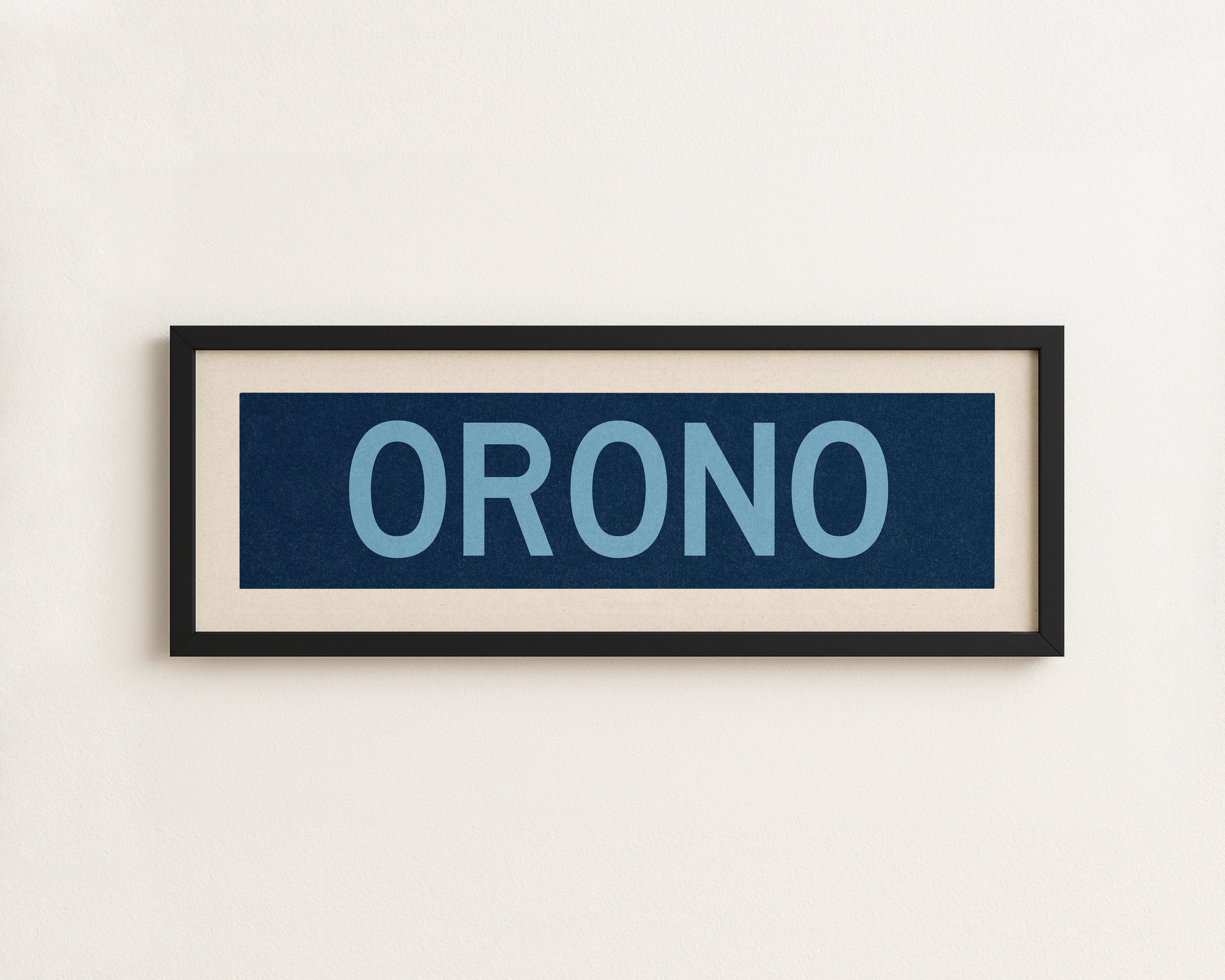 Framed Orono Maine Blue Bus Scroll - Tejas Country Club