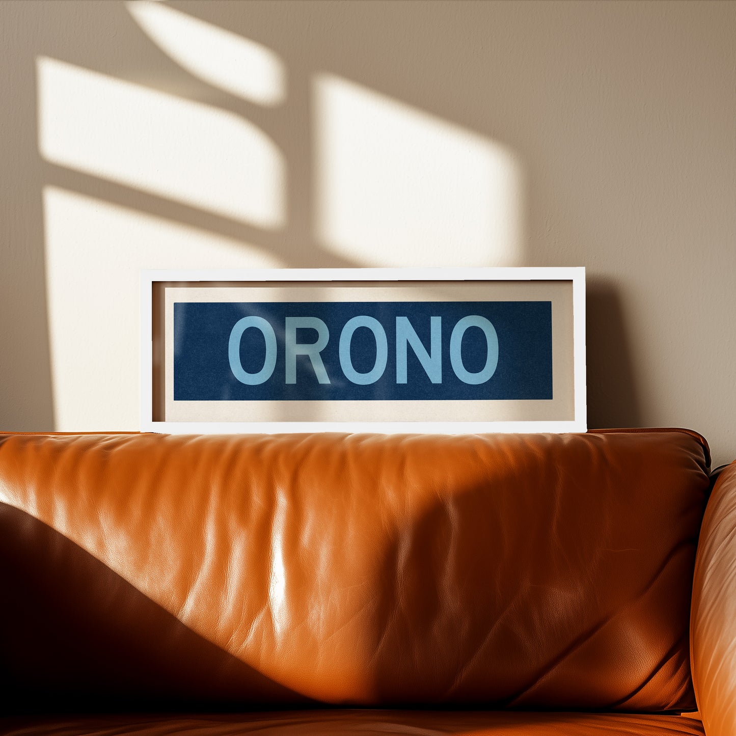 Framed Orono Maine Blue Bus Scroll - Tejas Country Club