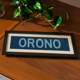 Framed Orono Maine Blue Bus Scroll - Tejas Country Club