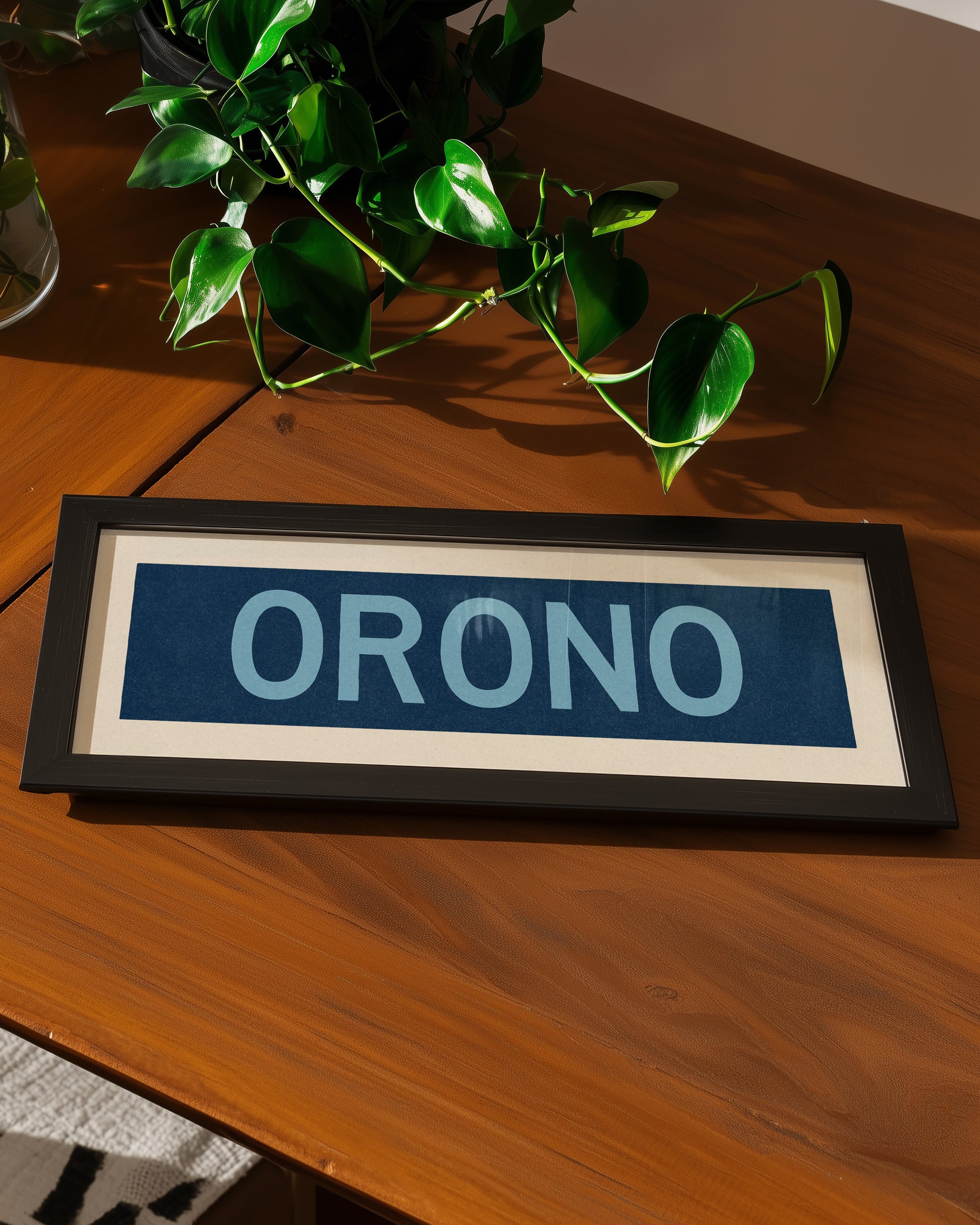 Framed Orono Maine Blue Bus Scroll - Tejas Country Club
