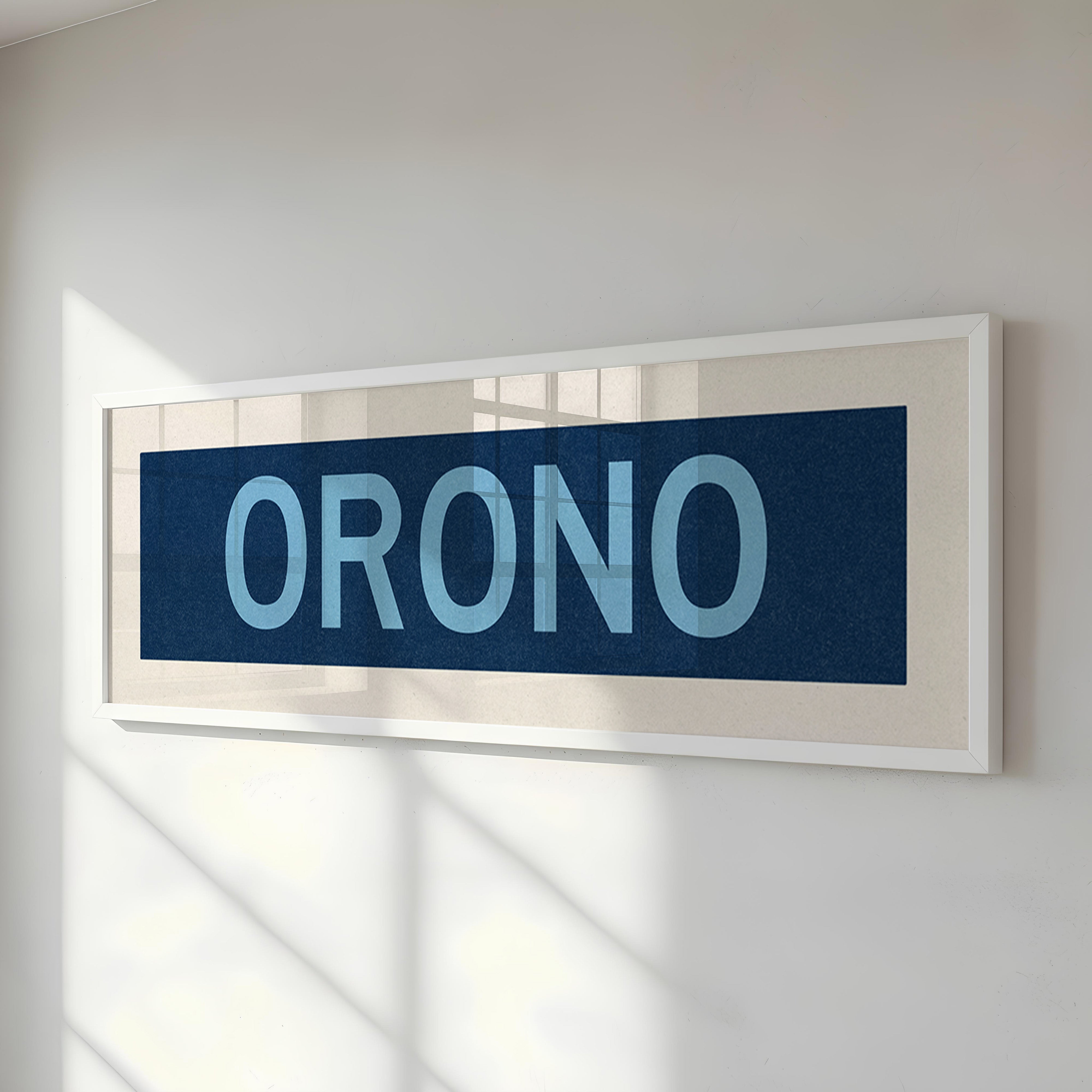 Framed Orono Maine Blue Bus Scroll - Tejas Country Club
