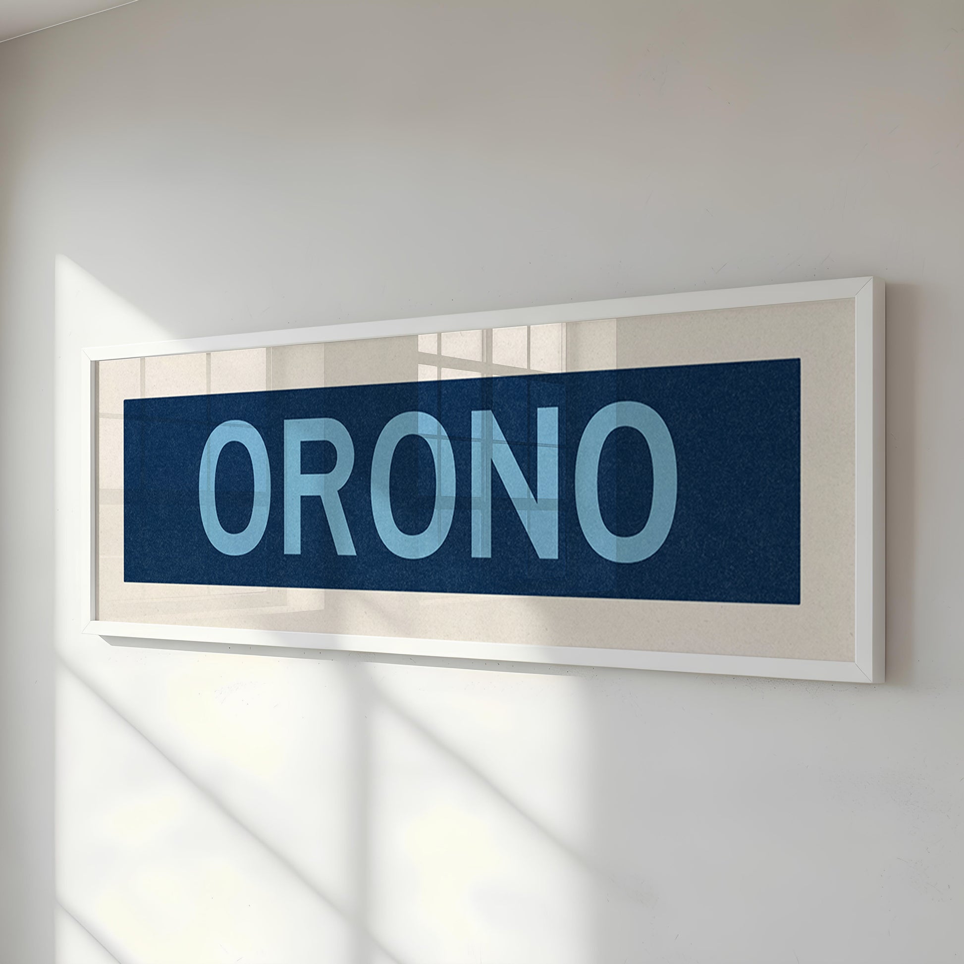 Framed Orono Maine Blue Bus Scroll - Tejas Country Club