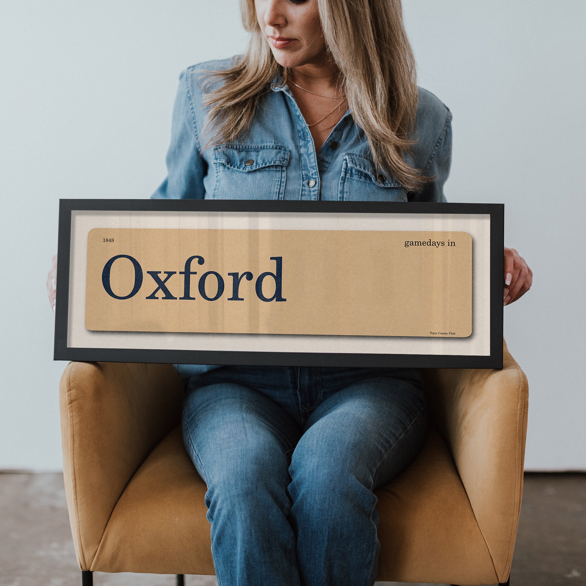 Gamedays in Oxford, Mississippi Vintage Flash Card Framed Print - Tejas Country Club