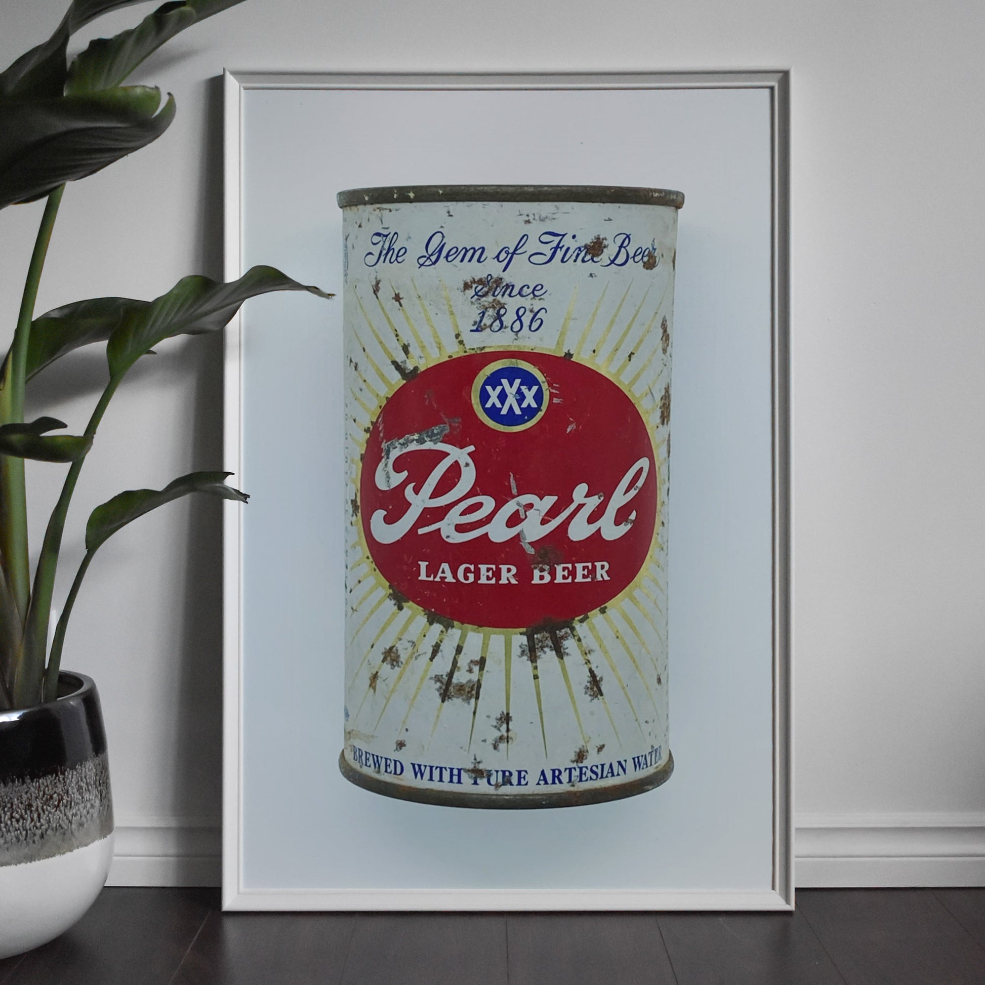 Vintage Sunburst Pearl Beer Can Photography Print - Tejas Country Club