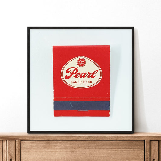 Pearl Beer Red Oval Logo Matchbook Photography Print - Tejas Country Club