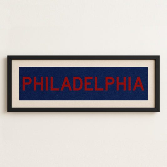Framed Philadelphia Blue and Red Bus Scroll - Tejas Country Club