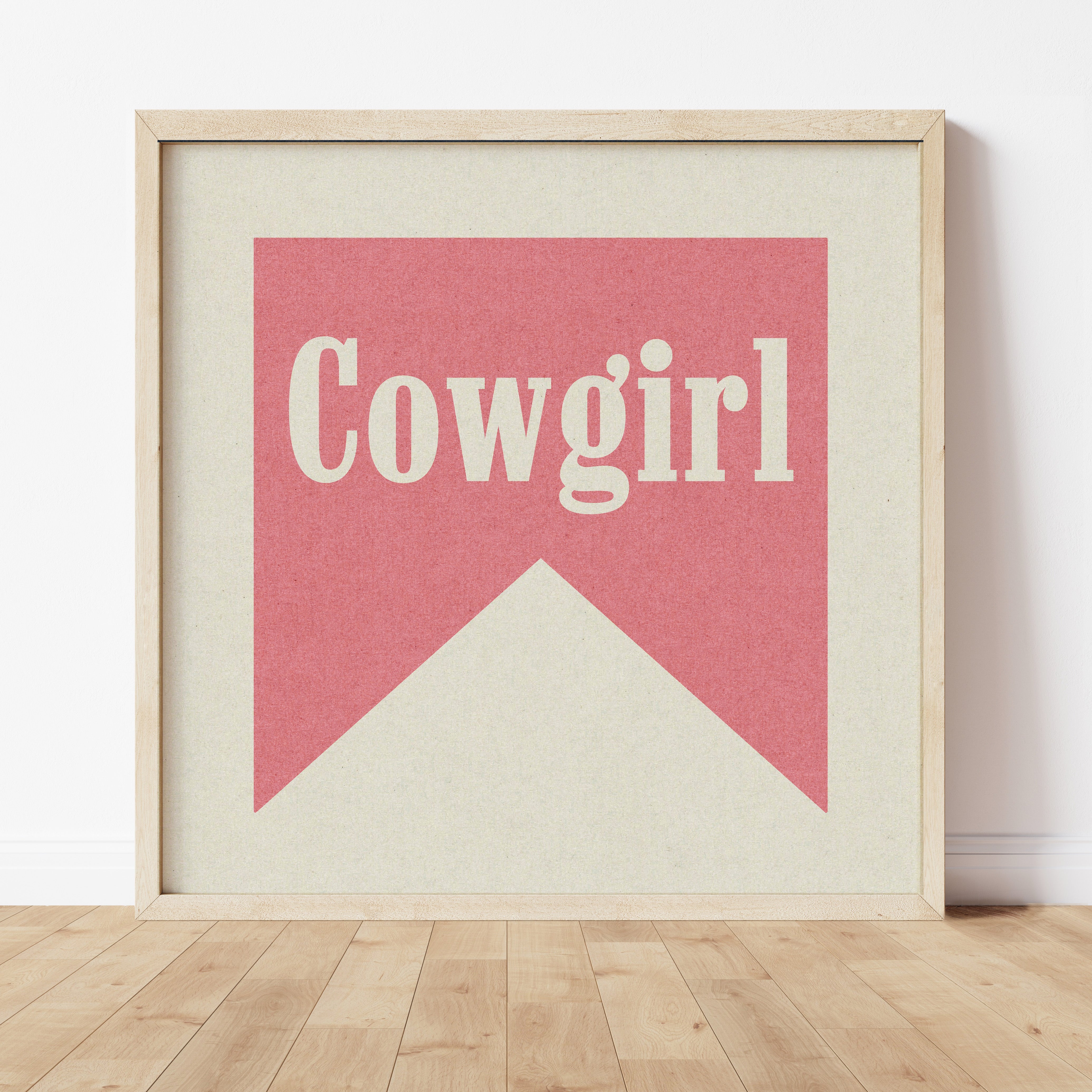 Cowgirl Pink Banner Tab Typography Square Art Print - Tejas Country Club