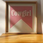 Cowgirl Pink Banner Tab Typography Square Art Print - Tejas Country Club