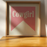 Cowgirl Pink Banner Tab Typography Square Art Print - Tejas Country Club