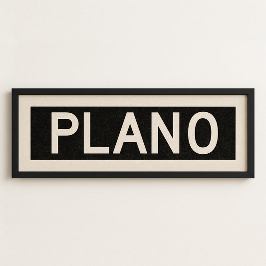 Framed Plano Bus Scroll Sign