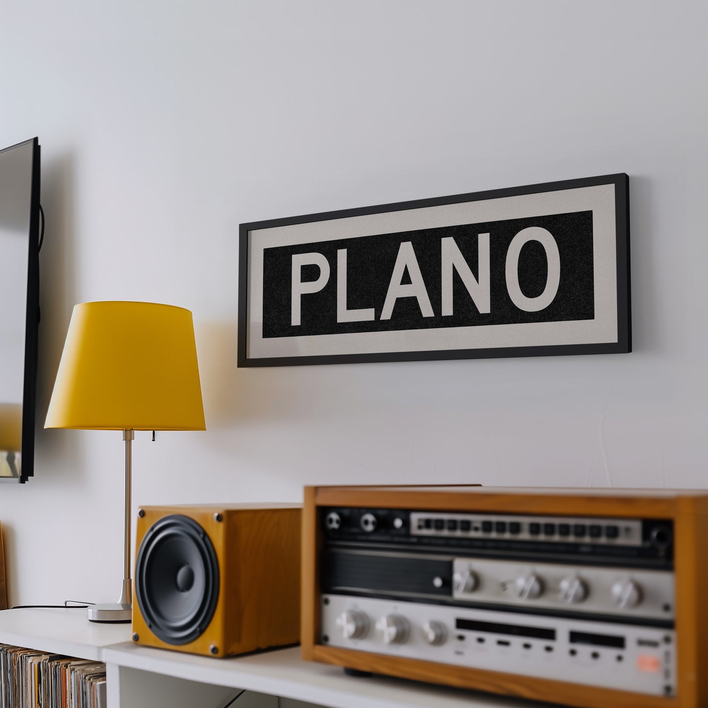 Framed Plano Bus Scroll Sign