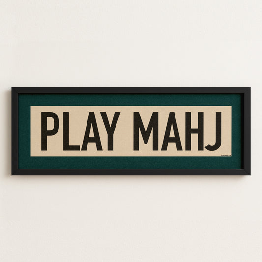 Framed Play Mahj Mahjong Art Scroll Sign
