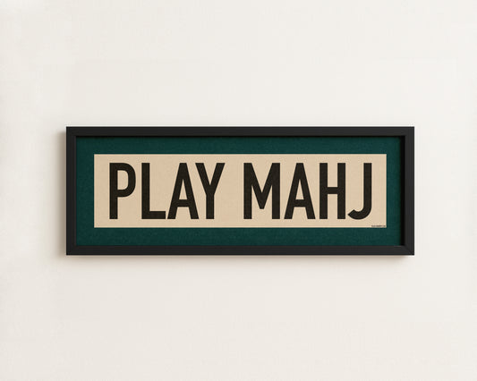 Framed Play Mahj Mahjong Art Scroll Sign