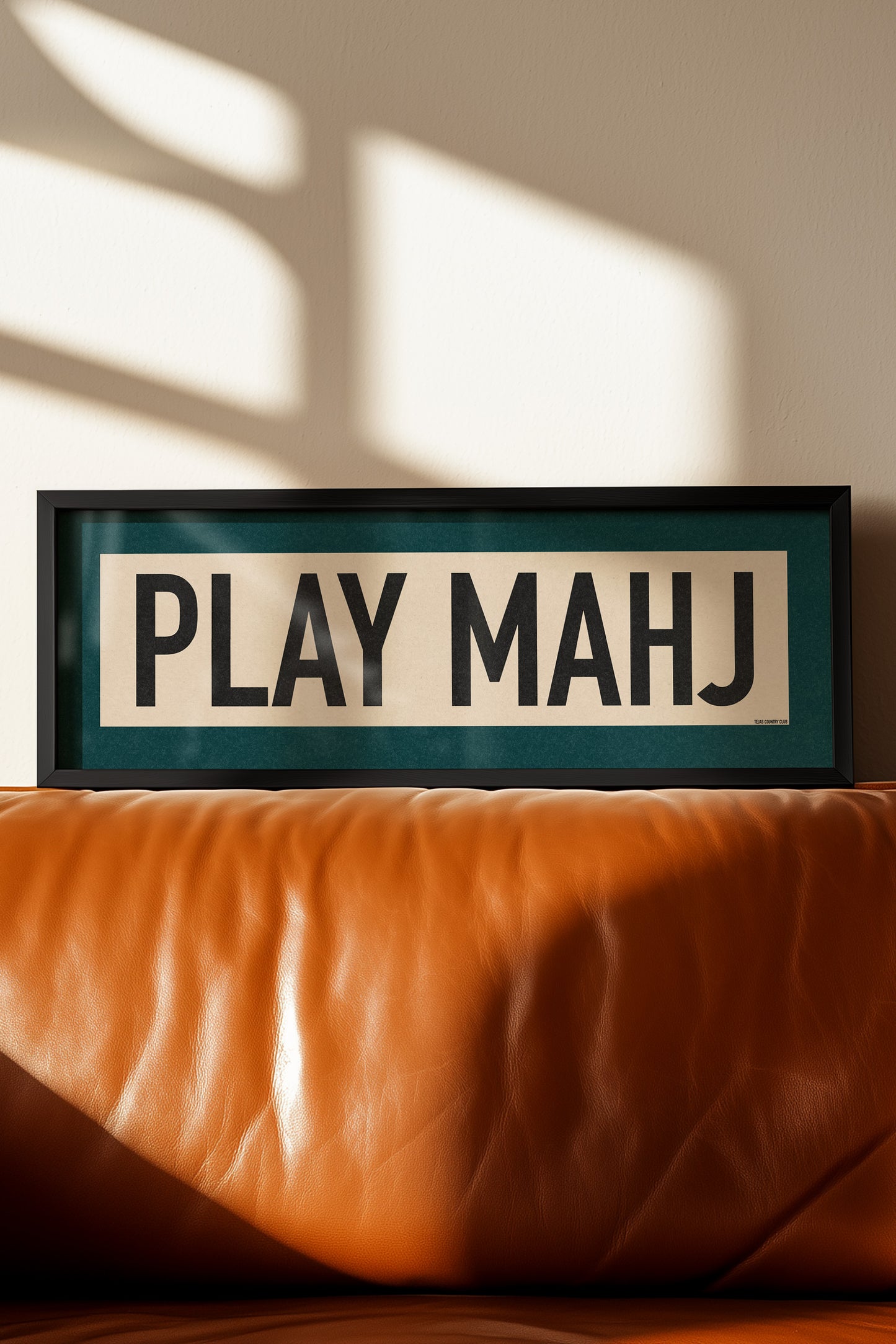 Framed Play Mahj Mahjong Art Scroll Sign
