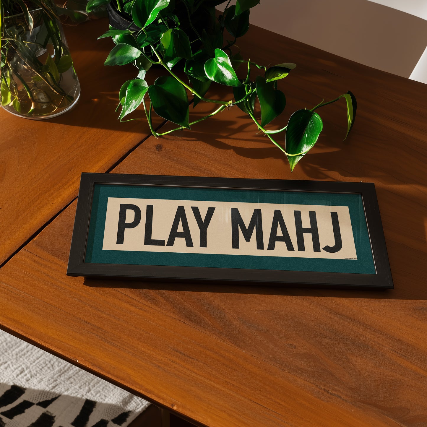 Framed Play Mahj Mahjong Art Scroll Sign