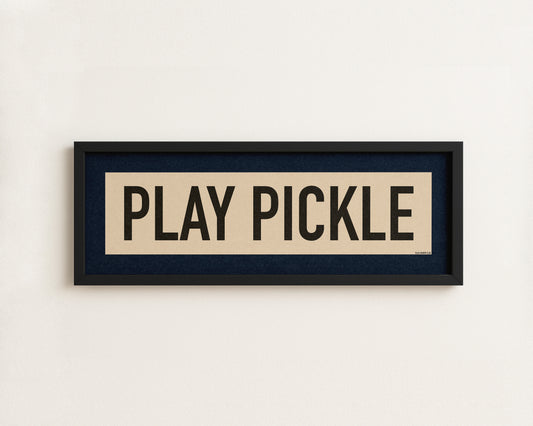 Framed Play Pickle Pickleball Art Scroll Sign
