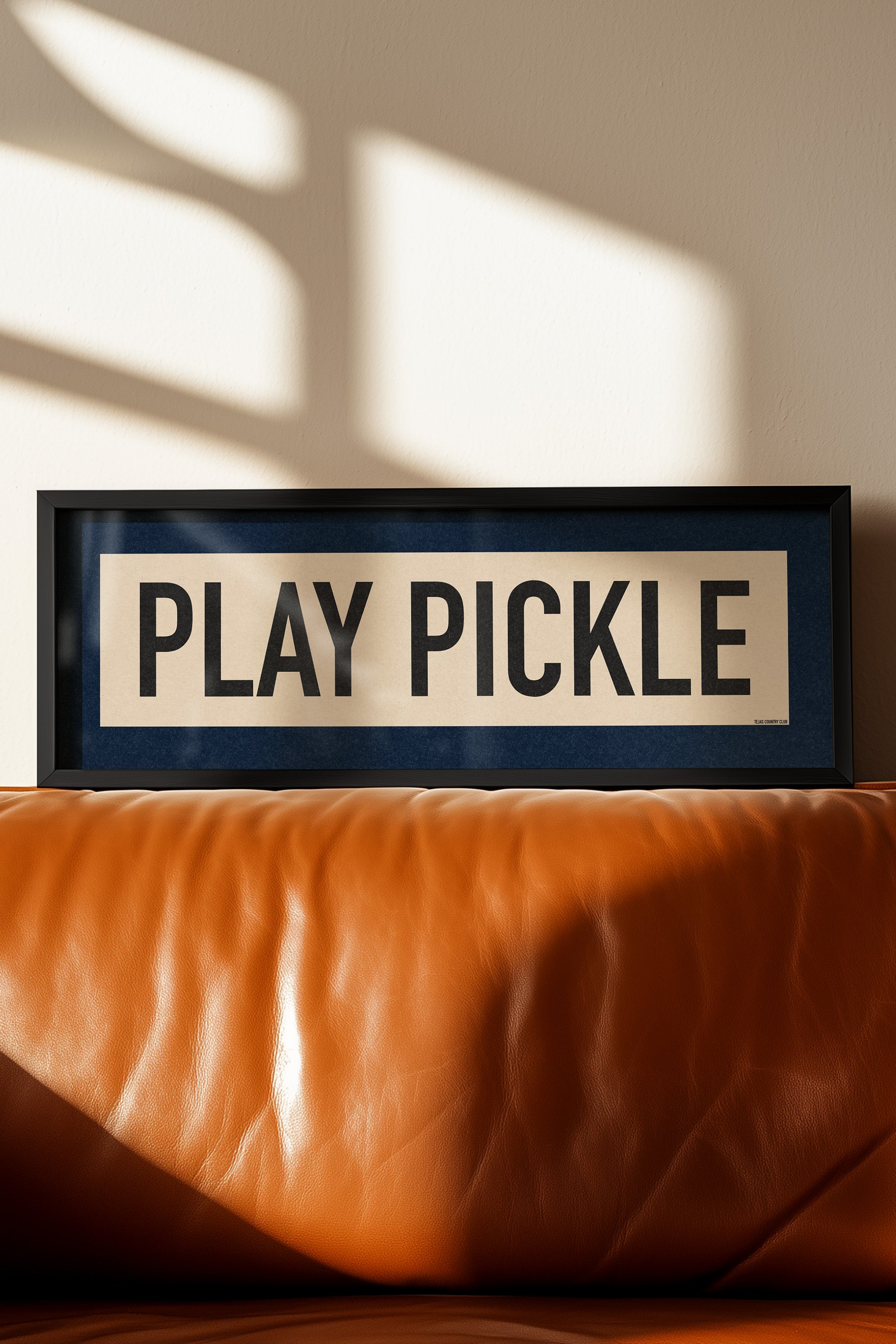 Framed Play Pickle Pickleball Art Scroll Sign - Tejas Country Club