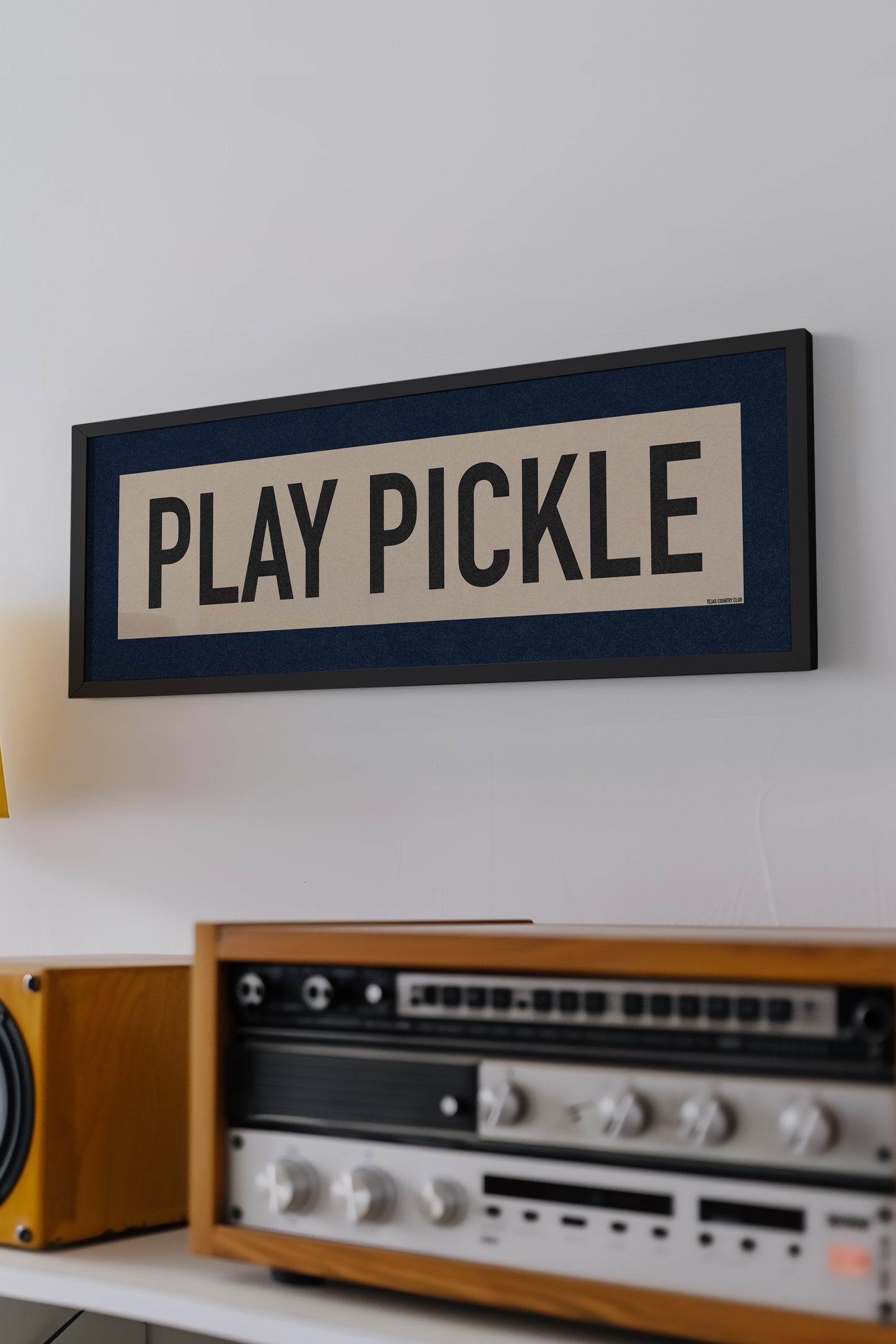 Framed Play Pickle Pickleball Art Scroll Sign