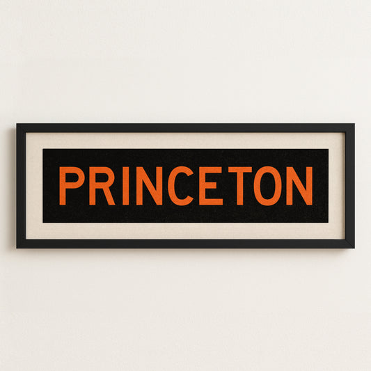 Framed Princeton Black and Orange Bus Scroll