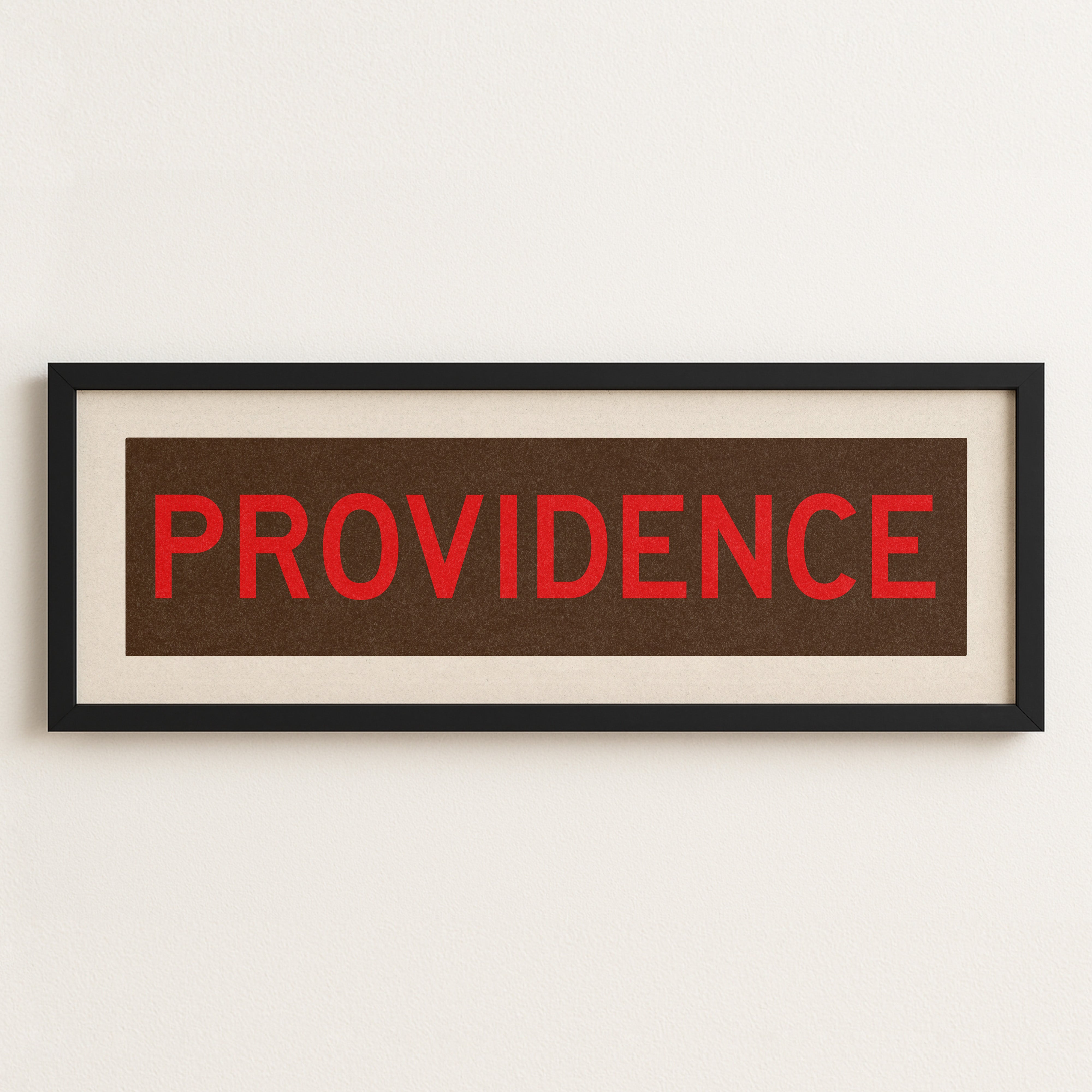 Framed Providence Brown and Red Bus Scroll - Tejas Country Club