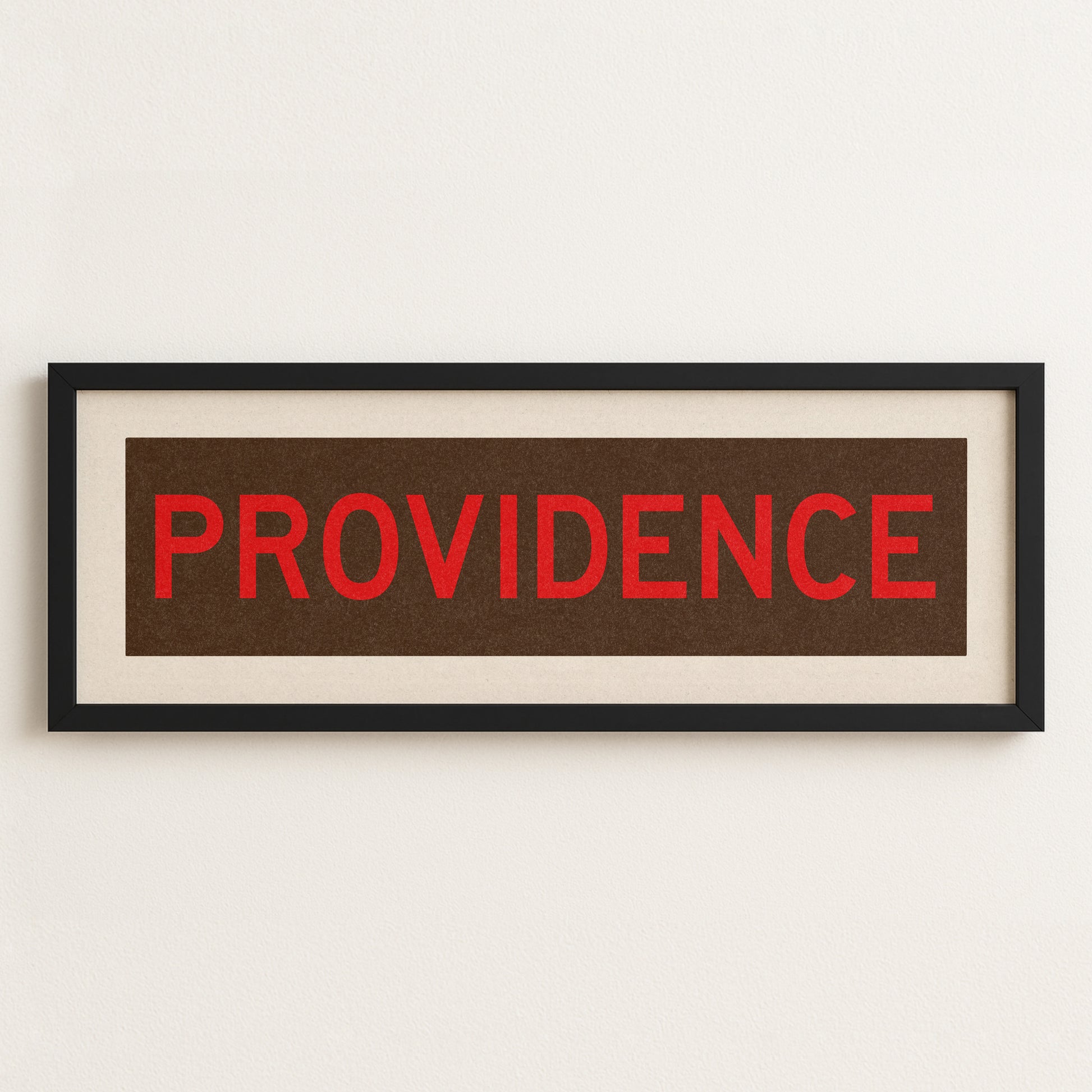 Framed Providence Brown and Red Bus Scroll - Tejas Country Club