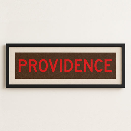 Framed Providence Brown and Red Bus Scroll - Tejas Country Club