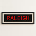 Framed Raleigh Red and Black Bus Scroll - Tejas Country Club