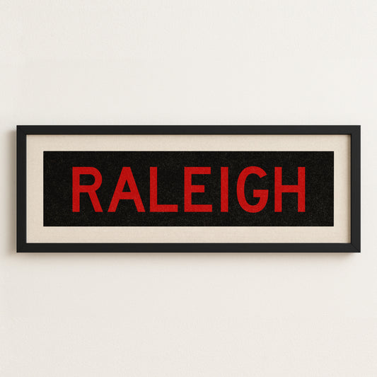 Framed Raleigh Red and Black Bus Scroll - Tejas Country Club