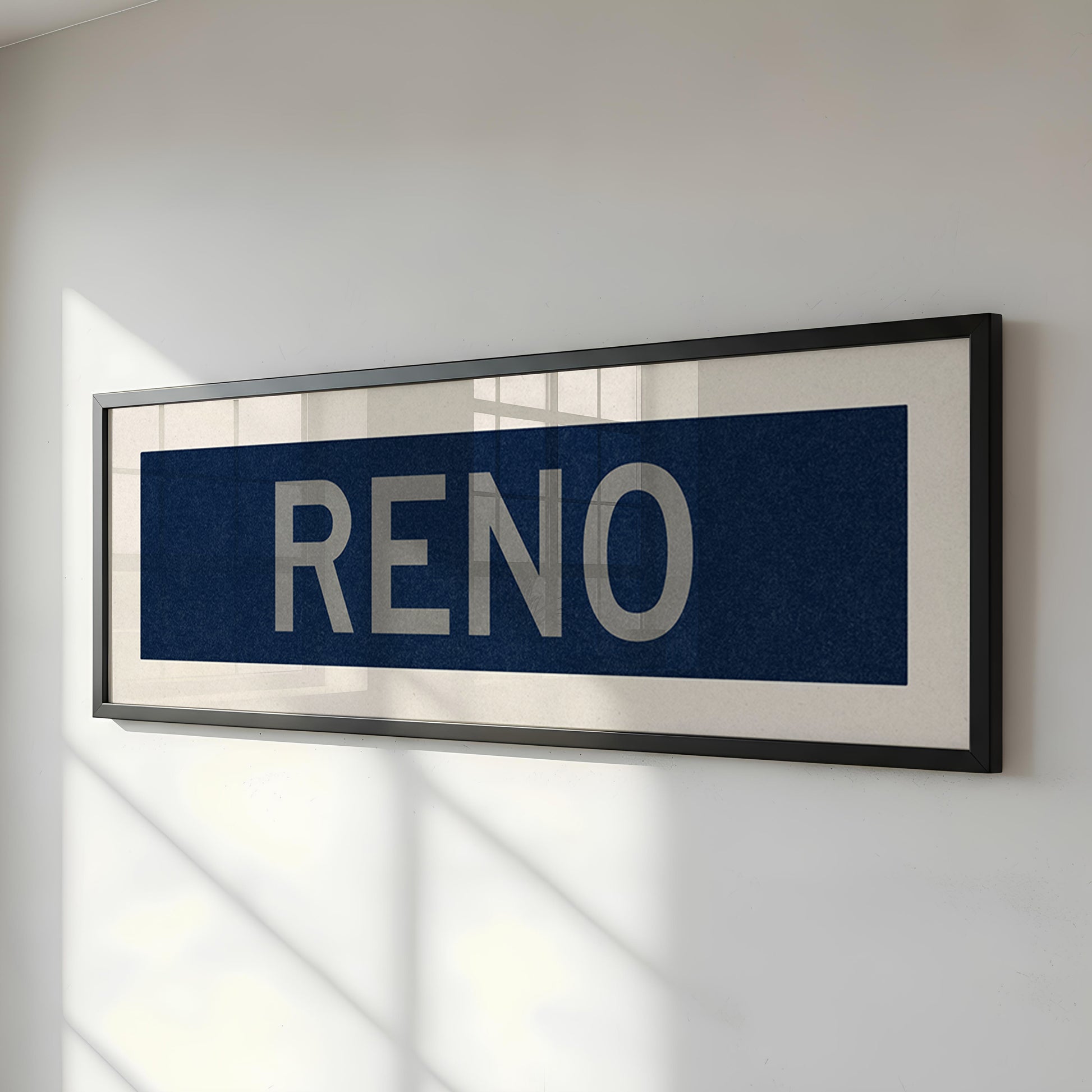 Framed Reno Navy and Silver Bus Scroll - Tejas Country Club