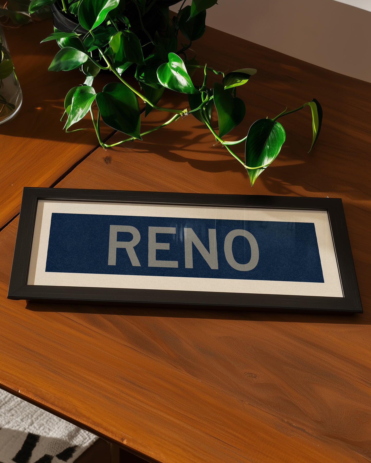 Framed Reno Navy and Silver Bus Scroll - Tejas Country Club