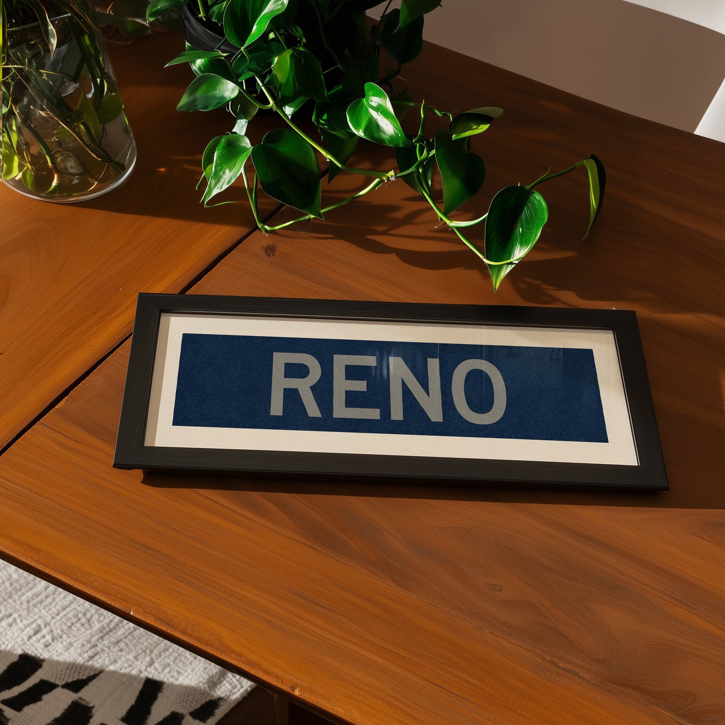 Framed Reno Navy and Silver Bus Scroll - Tejas Country Club