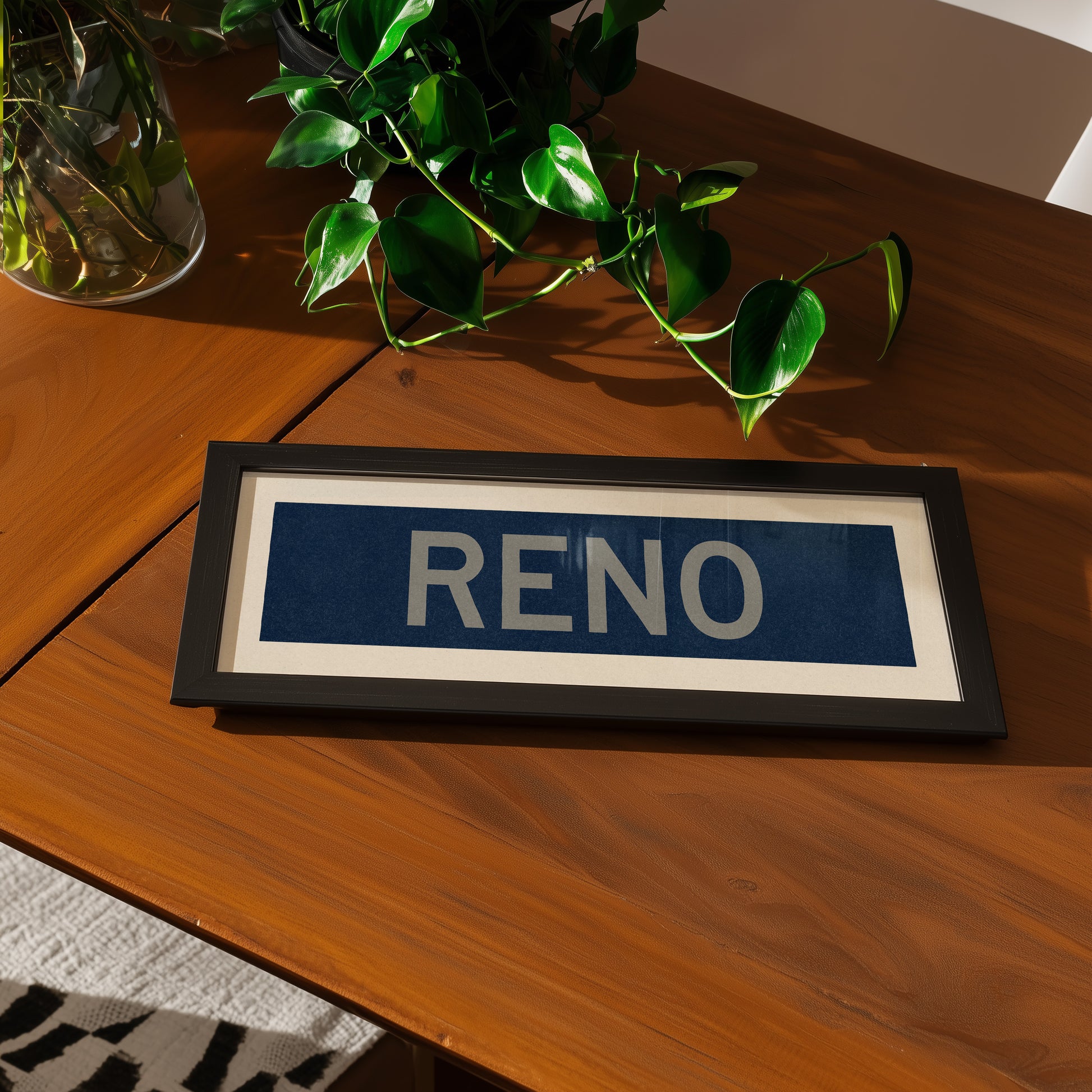 Framed Reno Navy and Silver Bus Scroll - Tejas Country Club