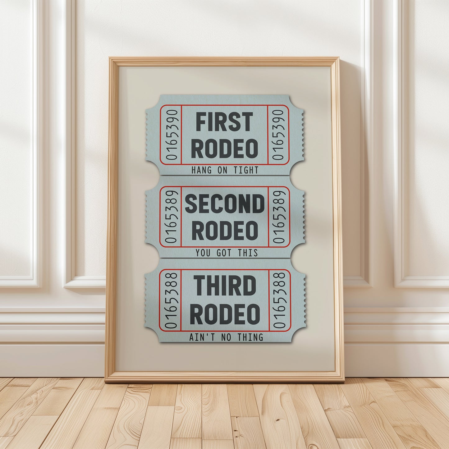 First Rodeo Ticket Stub Art Print Blue