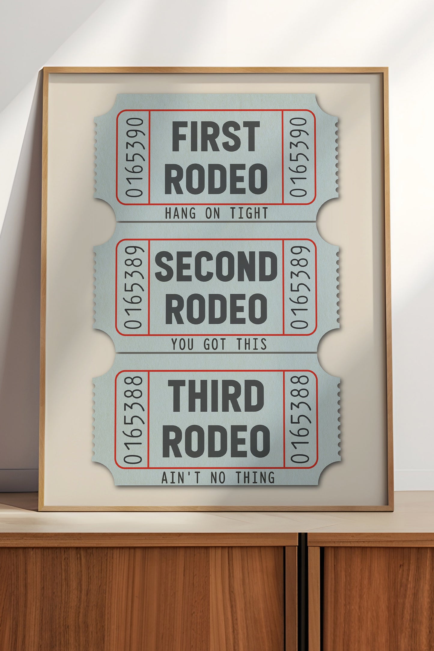 First Rodeo Ticket Stub Art Print Blue