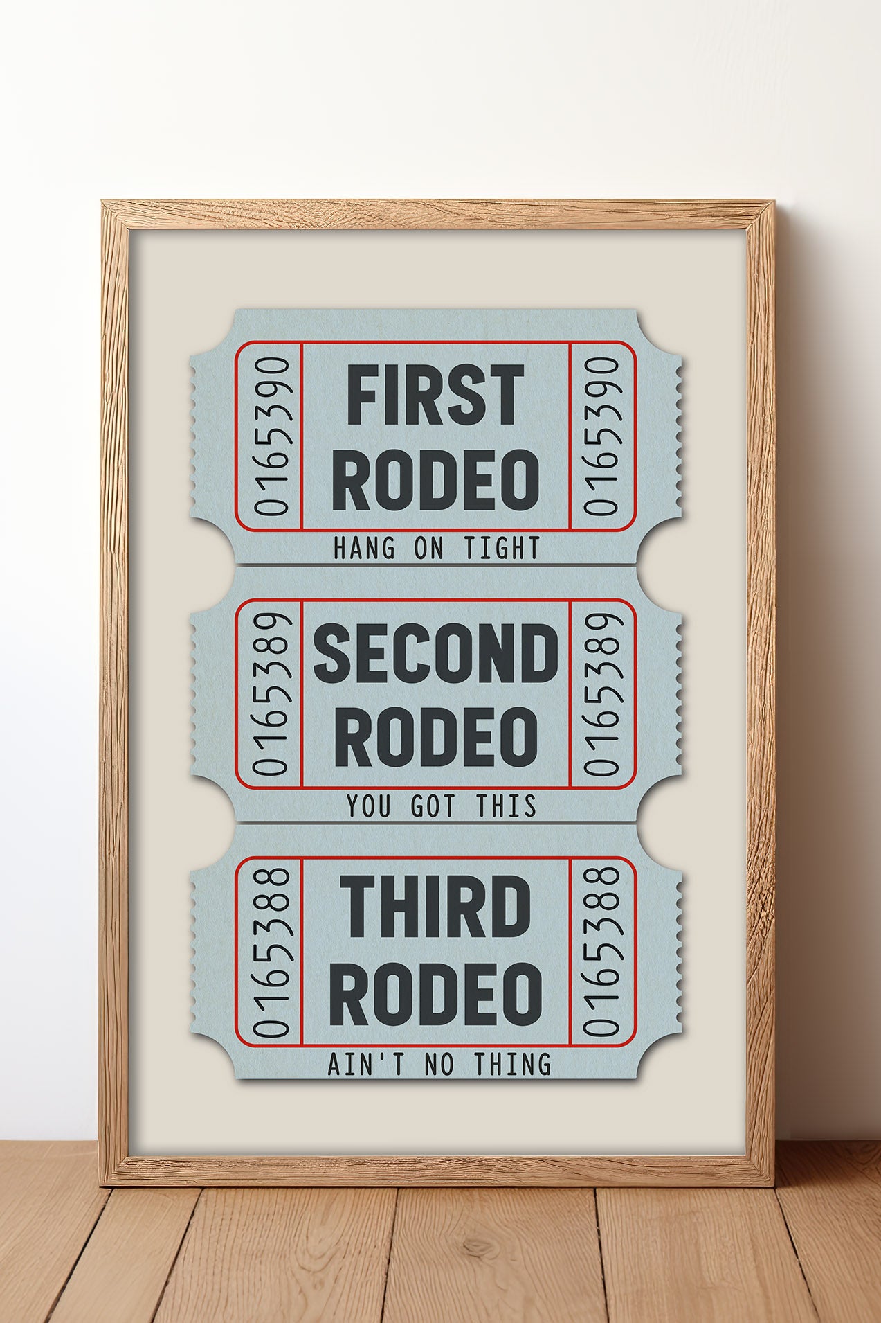 First Rodeo Ticket Stub Art Print Blue