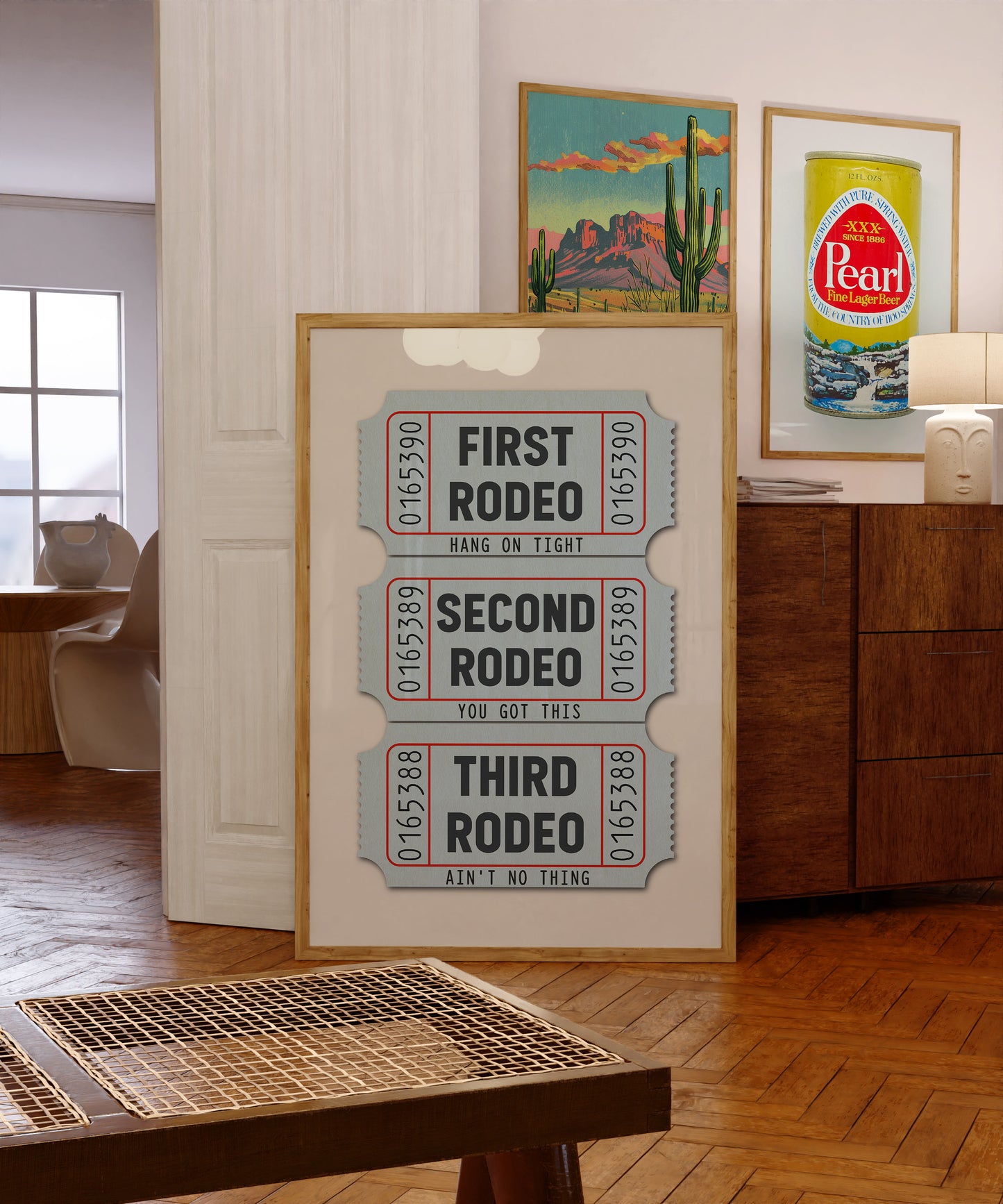 First Rodeo Ticket Stub Art Print Blue