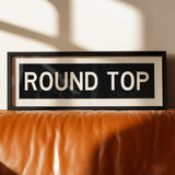 Framed Round Top Bus Scroll Sign
