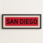 Framed San Diego Red and Black Bus Scroll - Tejas Country Club
