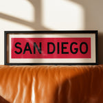 Framed San Diego Red and Black Bus Scroll - Tejas Country Club