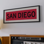 Framed San Diego Red and Black Bus Scroll - Tejas Country Club